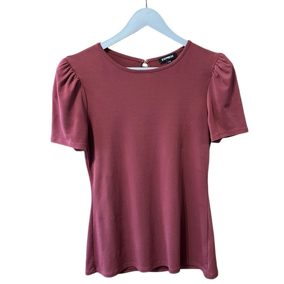 🟠Express Short Puff Sleeve Tee Mauve Medium - Picture 1 of 8